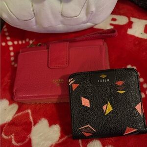 Fossil Black and Pink Wallet Duo